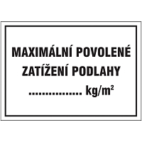 Značka Maximální povolené zatížení podlahy, hliník, 300 × 400 mm